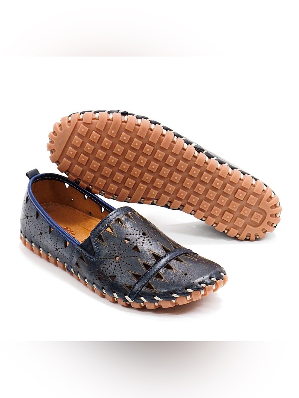 Spring step fusaro laser cut leather loafers shoes size 37 or 6.5/7